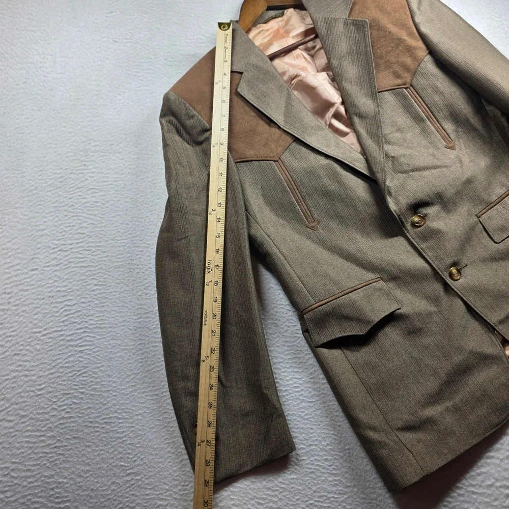 Pagano West Western Suit Men 40R 30W Brown Contrast Yoke Arrow Pockets Vintage